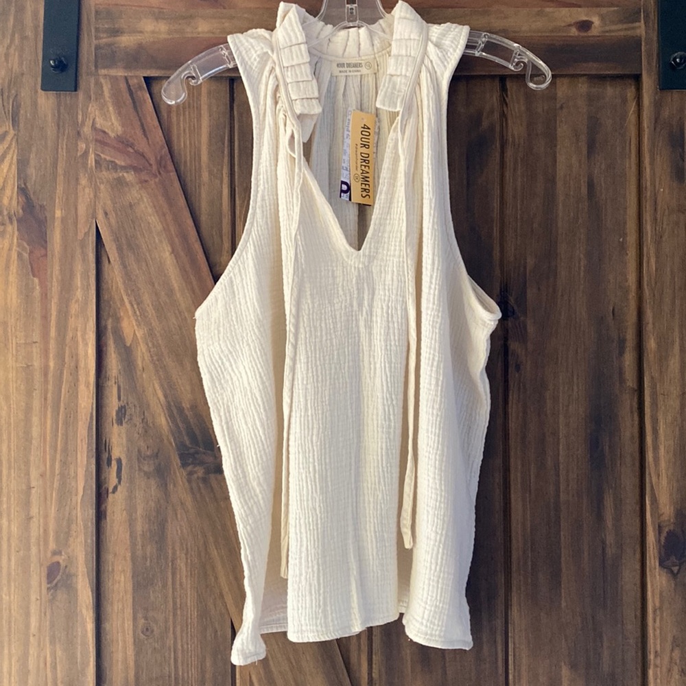 NWT 4OUR Dreamers Cream Sleeveless top